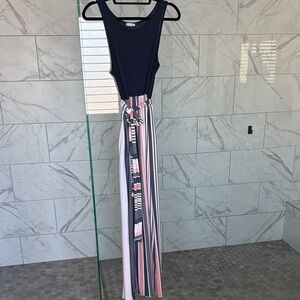 Striped Navy and Pink maxi dress